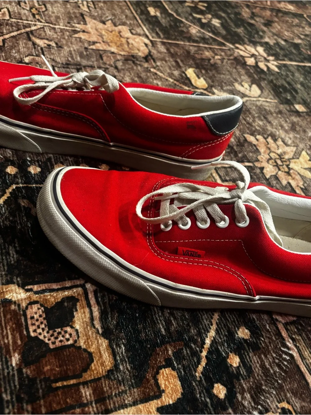 Vans Men’s Classic Low-Top Sneakers in Red with White Accents